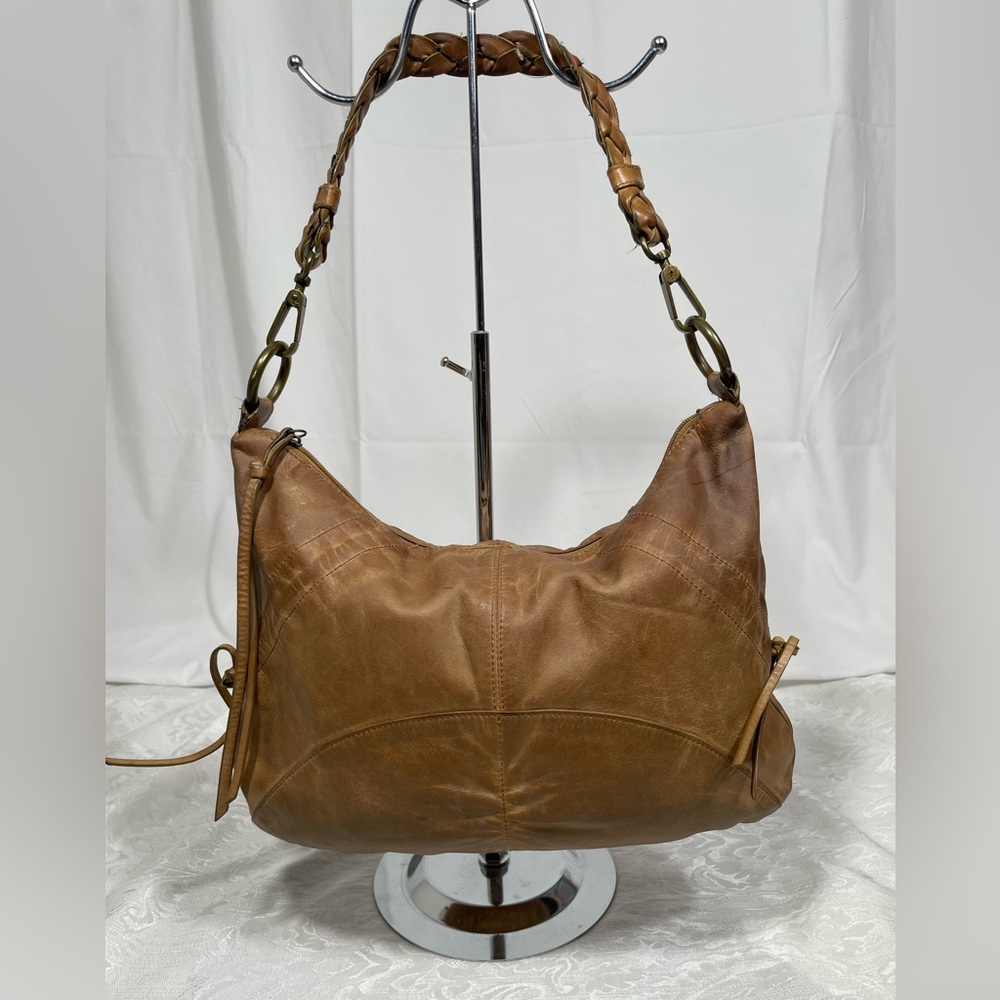 Hobo International Tan Leather Boho Distressed Bag.
